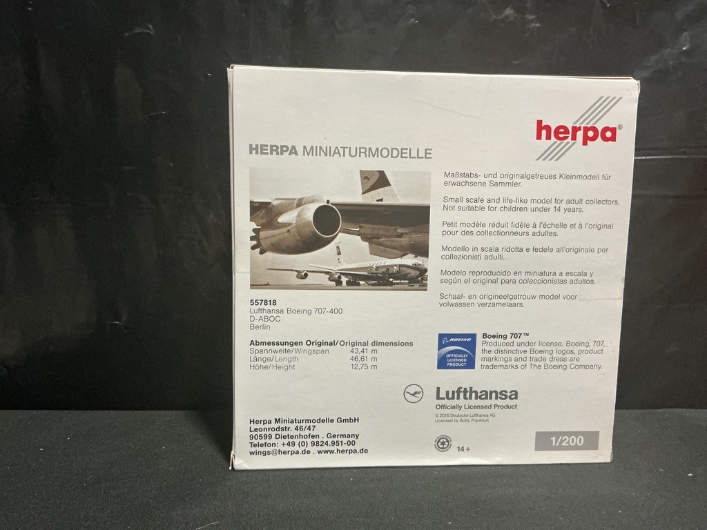 1/200 HERPA LUFTHANSA 707-400 D-ABOC BERLIN image
