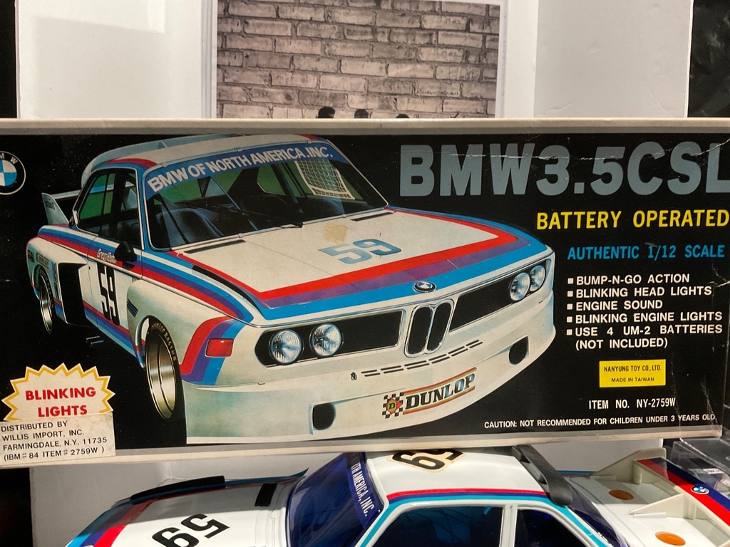 1/12 BMW 3.5 CSL #59 GREGG/REDMAN PLASTIC BATTERY OPERATED UNTESTED image