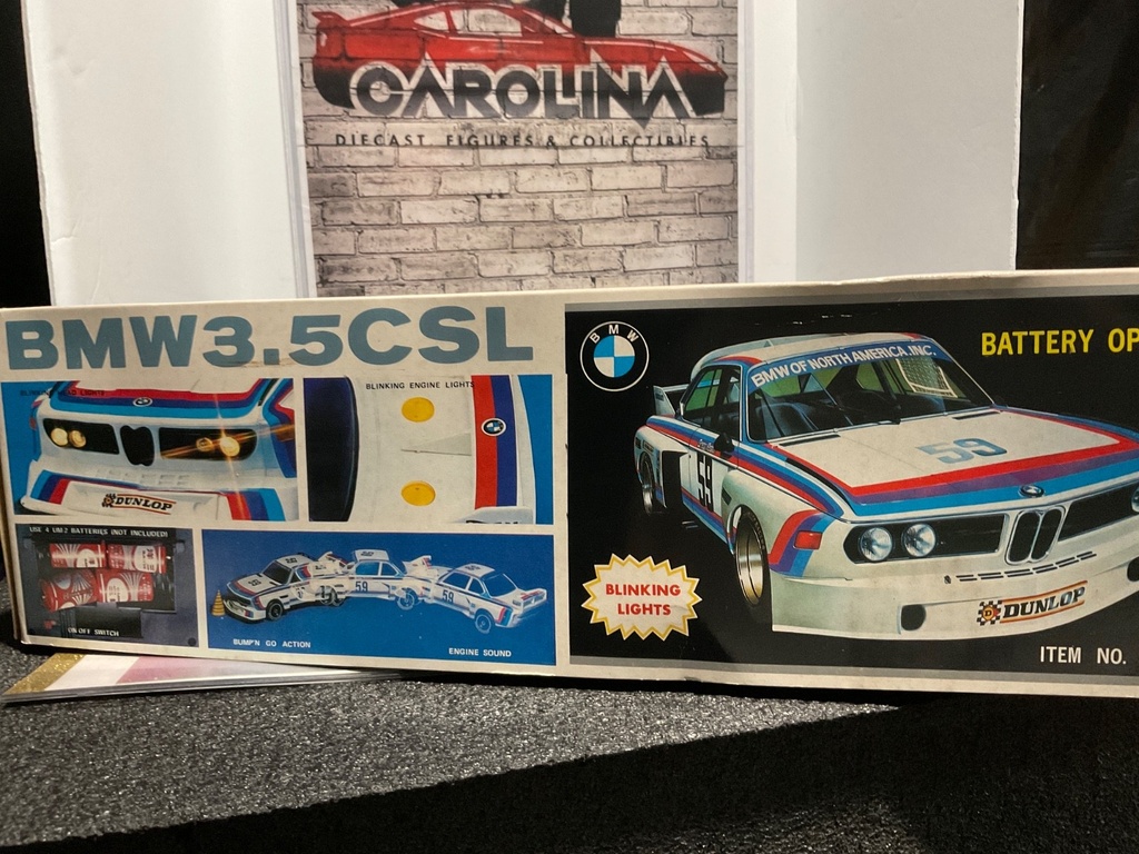 1/12 BMW 3.5 CSL #59 GREGG/REDMAN PLASTIC BATTERY OPERATED UNTESTED image