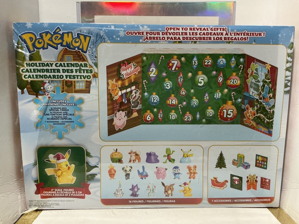 POKÉMON HOLIDAY CALENDAR 34 PIECES/24 GIFTS INSIDE [PLASTIC SEAL TORN] image