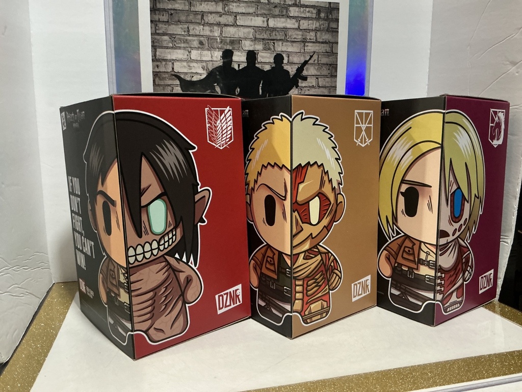 3 PIECE SET: DZNR ATTACK ON TITAN: EREN YEAGER, REINER BRAUN, ANNIE LEONHART image