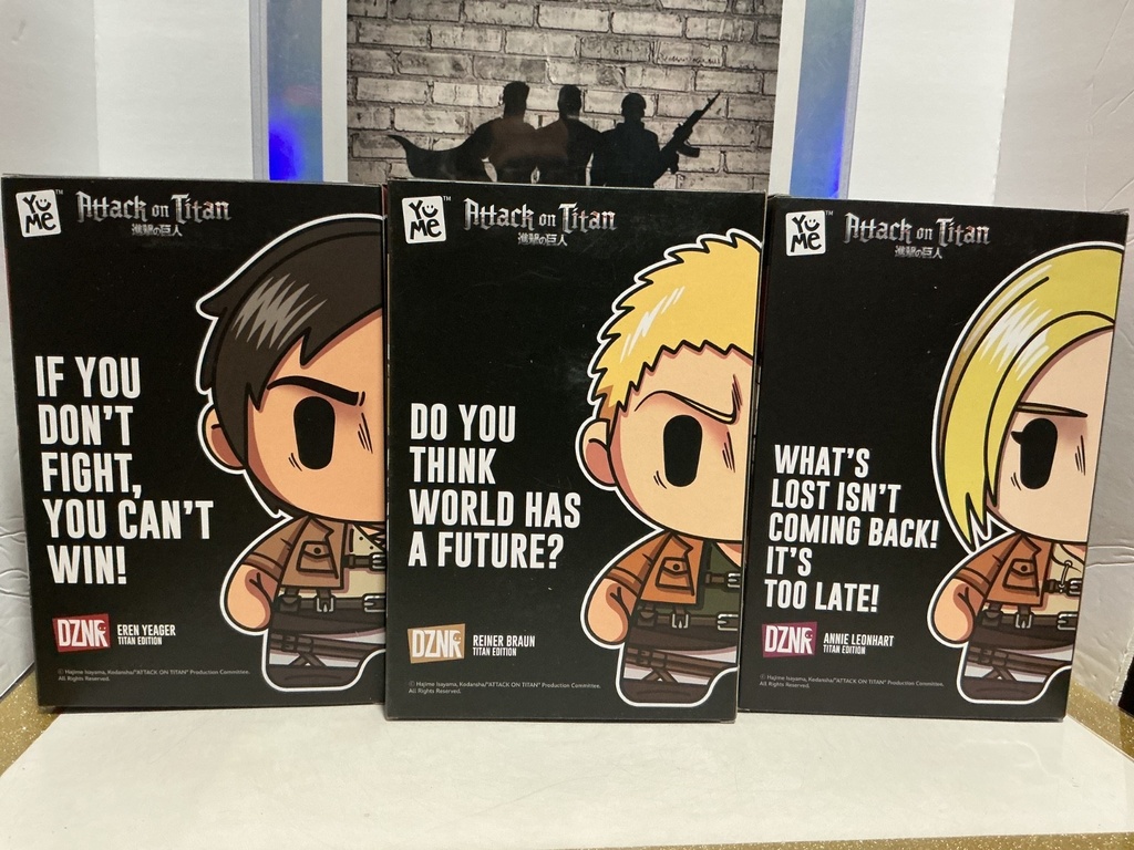 3 PIECE SET: DZNR ATTACK ON TITAN: EREN YEAGER, REINER BRAUN, ANNIE LEONHART image