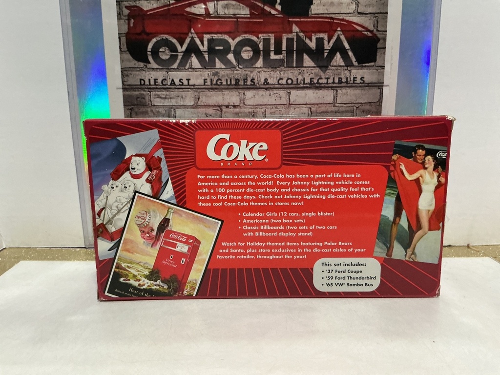JOHNNY LIGHTNING/COCA COLA - ‘37 FORD COUPE ‘57 THUNDERBIRD ‘65 VW SAMBA BUS image