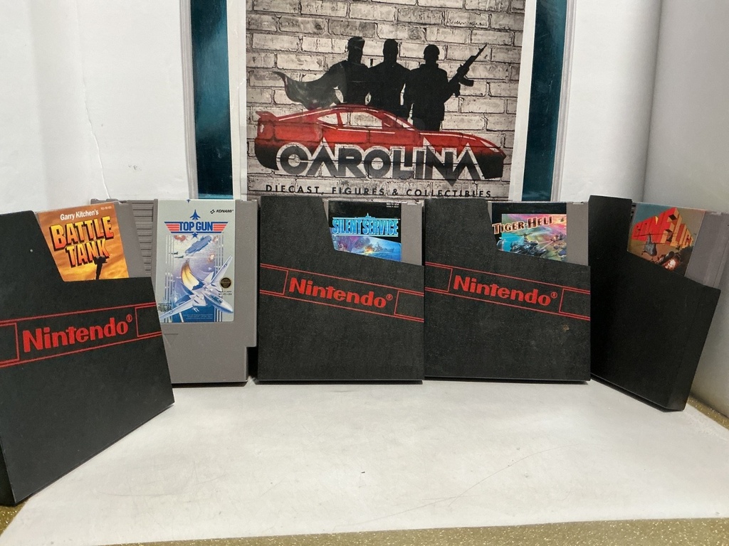 NINTENDO NES SYSTEM - 5 MILITARY GAMES BUNDLE W/ BLACK SLEEVES  [EXCEPT TOP GUN] image