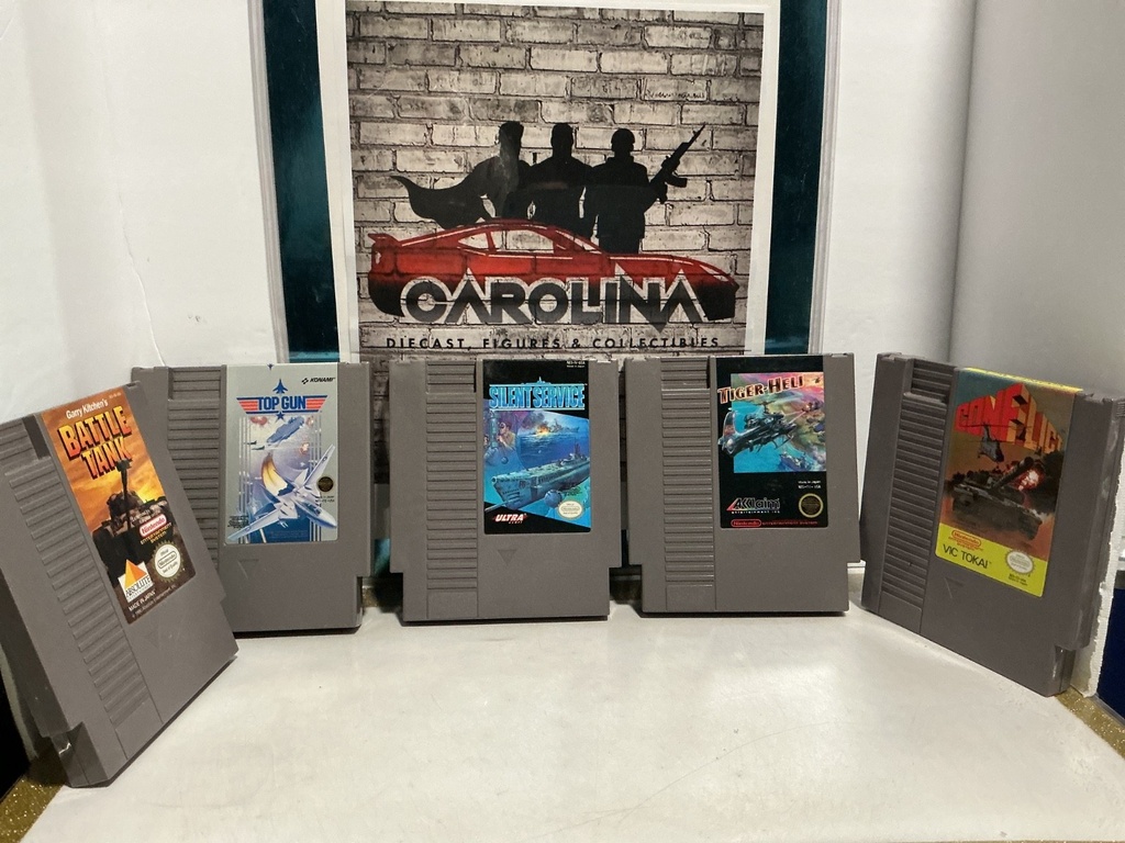 NINTENDO NES SYSTEM - 5 MILITARY GAMES BUNDLE W/ BLACK SLEEVES  [EXCEPT TOP GUN] image