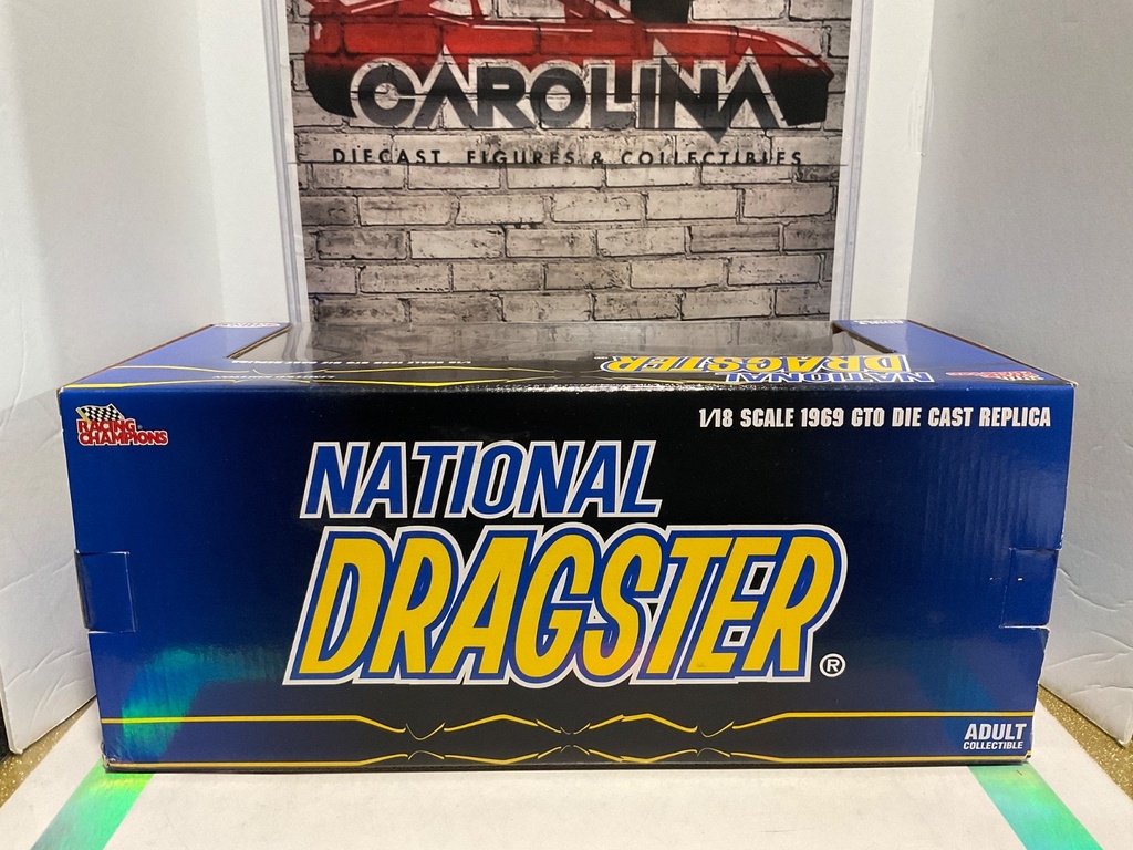 1/18 RACING CHAMPIONS NATIONAL DRAGSTER 1969 GTO DIE CAST REPLICA, BOX DAMAGE image
