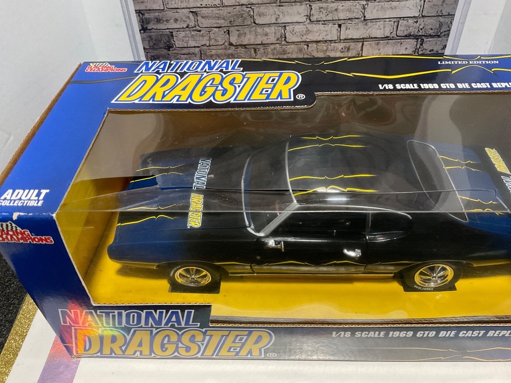 1/18 RACING CHAMPIONS NATIONAL DRAGSTER 1969 GTO DIE CAST REPLICA, BOX DAMAGE image
