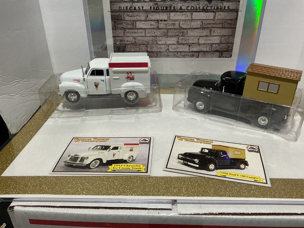 1/24 NATIONAL MOTOR MUSEUM - 1953 CHEVY ICE CREAM TRUCK/1956 FORD F-100 CAMPER image