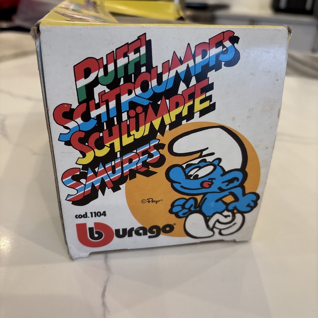 Smurfs Puffi  Jeep Vintage Smurf 1:24 Die Cast New NIB 1984 Burago Italy 80s image