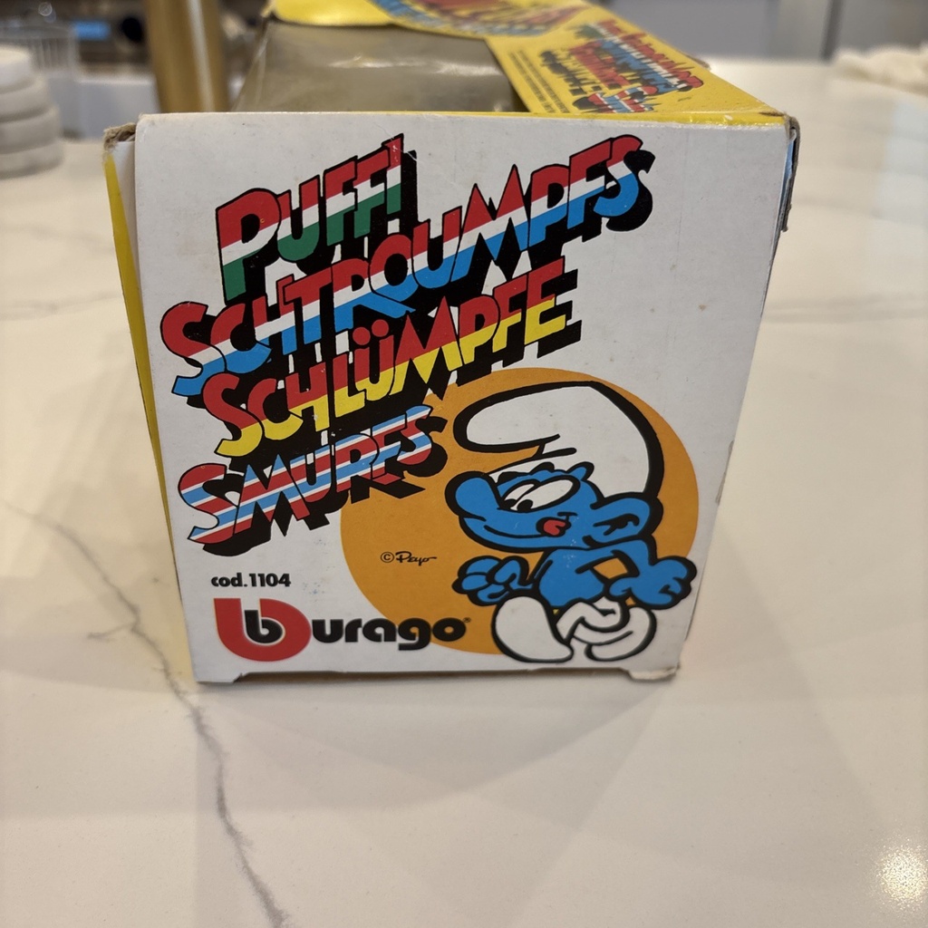 Smurfs Puffi  Jeep Vintage Smurf 1:24 Die Cast New NIB 1984 Burago Italy 80s image