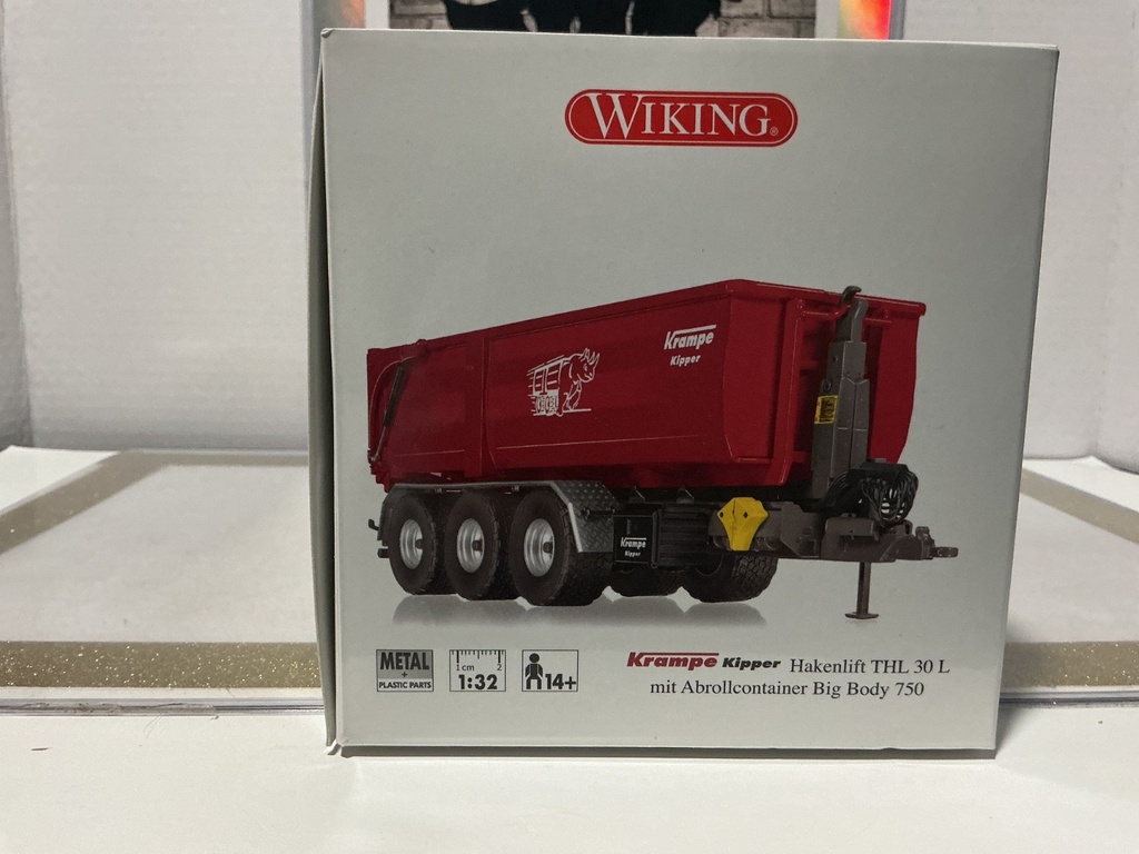 1/32 WIKING - KRAMPE HAKENLIFT THL 30 L MIT ABROLLCONTAINER BIG BODY 750 image