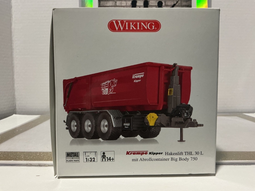 1/32 WIKING - KRAMPE HAKENLIFT THL 30 L MIT ABROLLCONTAINER BIG BODY 750 image