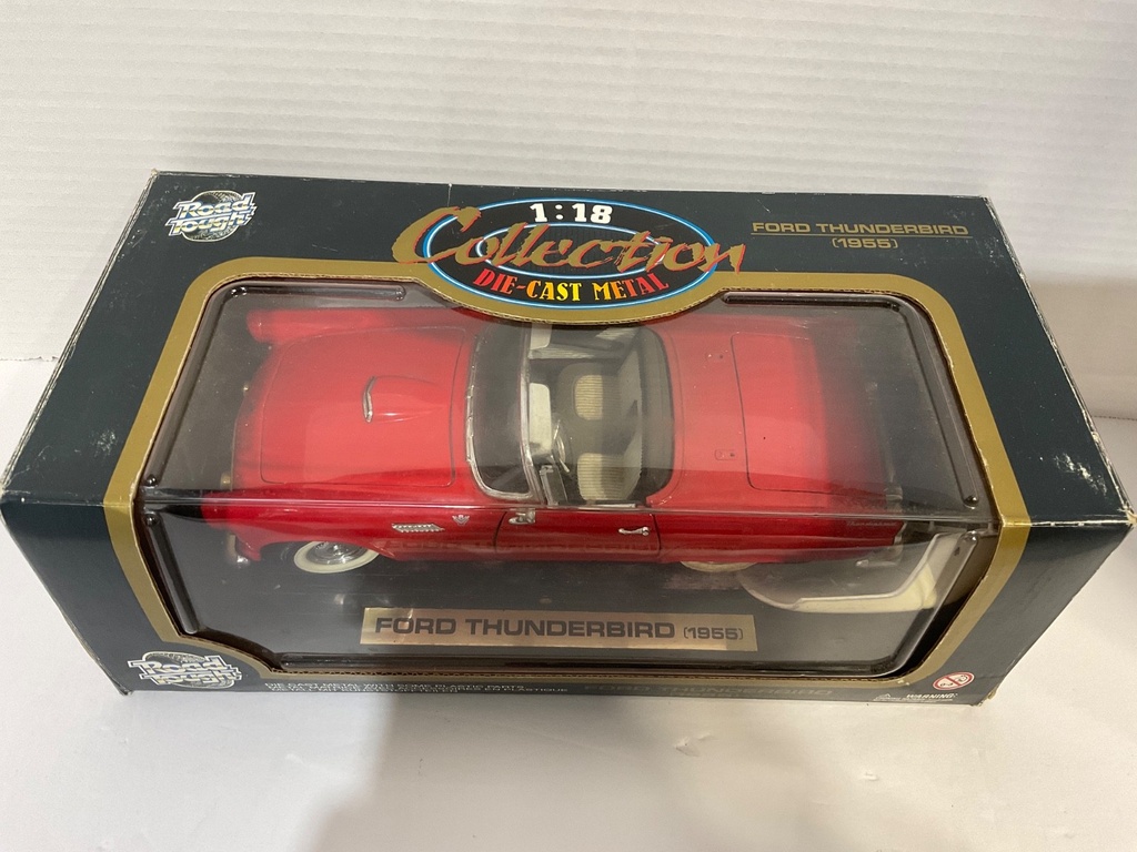 1:18 ROAD TOUGH FORD THUNDERBIRD 1955 RED/CREAM ON CREAD *TOP CAME OFF image
