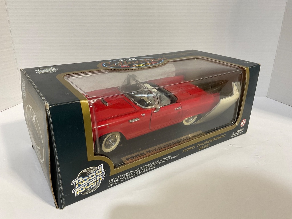 1:18 ROAD TOUGH FORD THUNDERBIRD 1955 RED/CREAM ON CREAD *TOP CAME OFF image