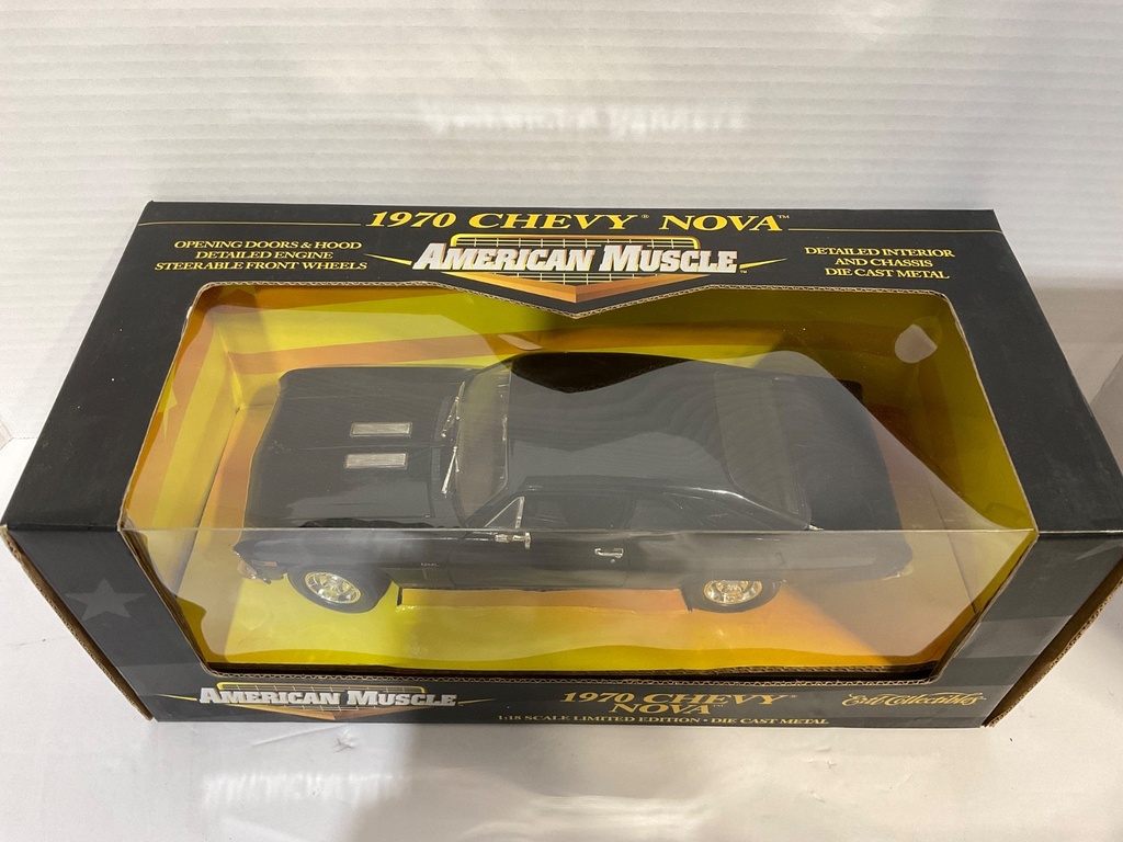 1:18 ERTL AMERICAN MUSCLE 1970 CHEVY NOVA BLACK ON BLACK image