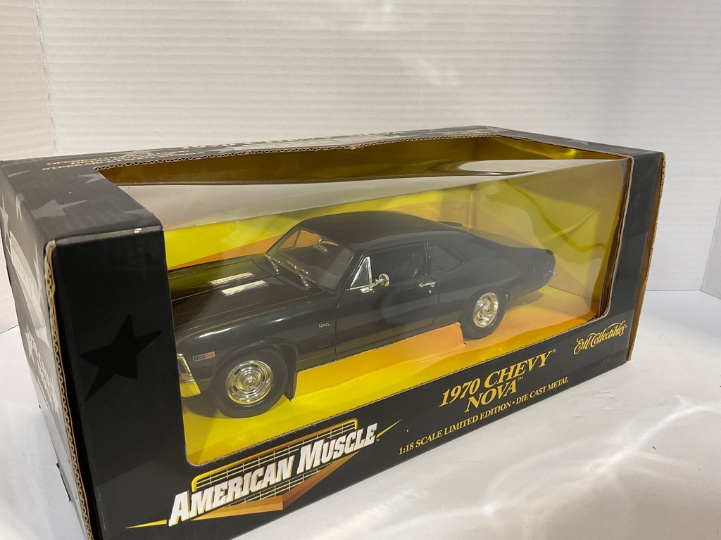 1:18 ERTL AMERICAN MUSCLE 1970 CHEVY NOVA BLACK ON BLACK image