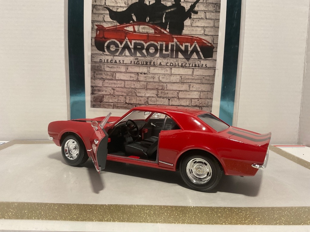 1/18: ROAD LEGENDS 1967 CHEVY CAMARO RED ON BLACK *MINOR PAINT RASH* image