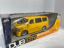1:18 JADA TOYS DUB CITY (DISPLAYED) CHEVROLET ASTRO VAN YELLOW ON GREY image