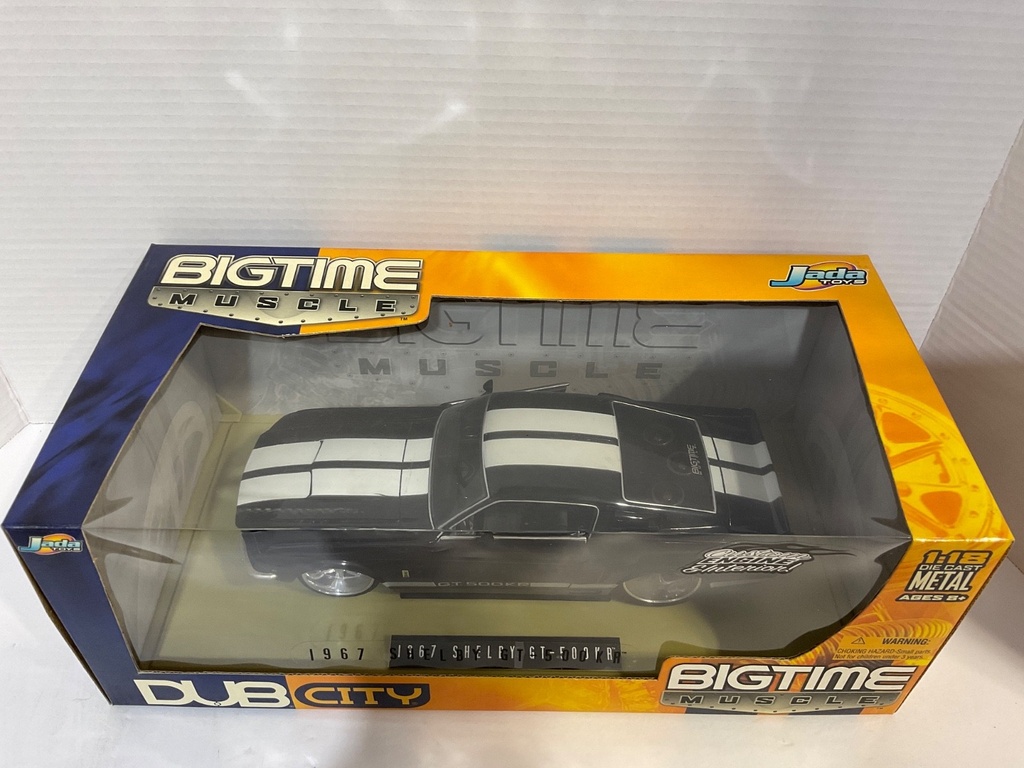 1:18 JADA TOYS DUB CITY (DISPLAYED) 1967 SHELBY GT-500KR BLACK/WHITE ON BLACK image