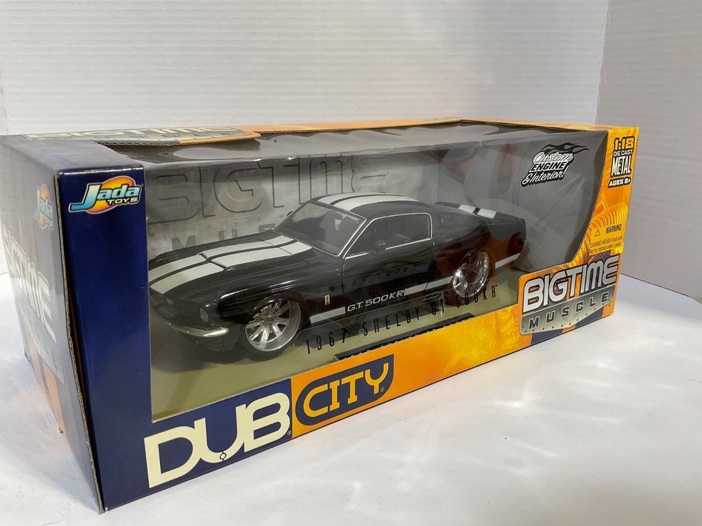 1:18 JADA TOYS DUB CITY (DISPLAYED) 1967 SHELBY GT-500KR BLACK/WHITE ON BLACK image