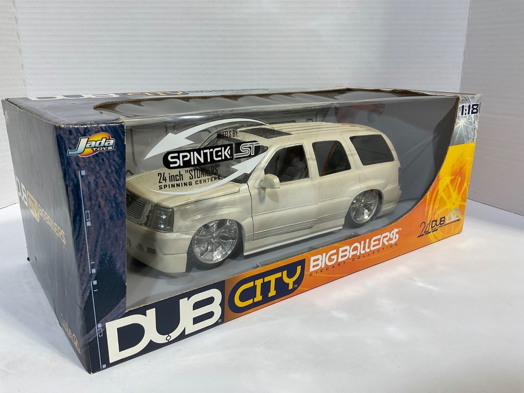 1:18 JADA TOYS DUB CITY (DISPLAYED) CADILLAC ESCALADE CREAM ON GREY/BROWN image