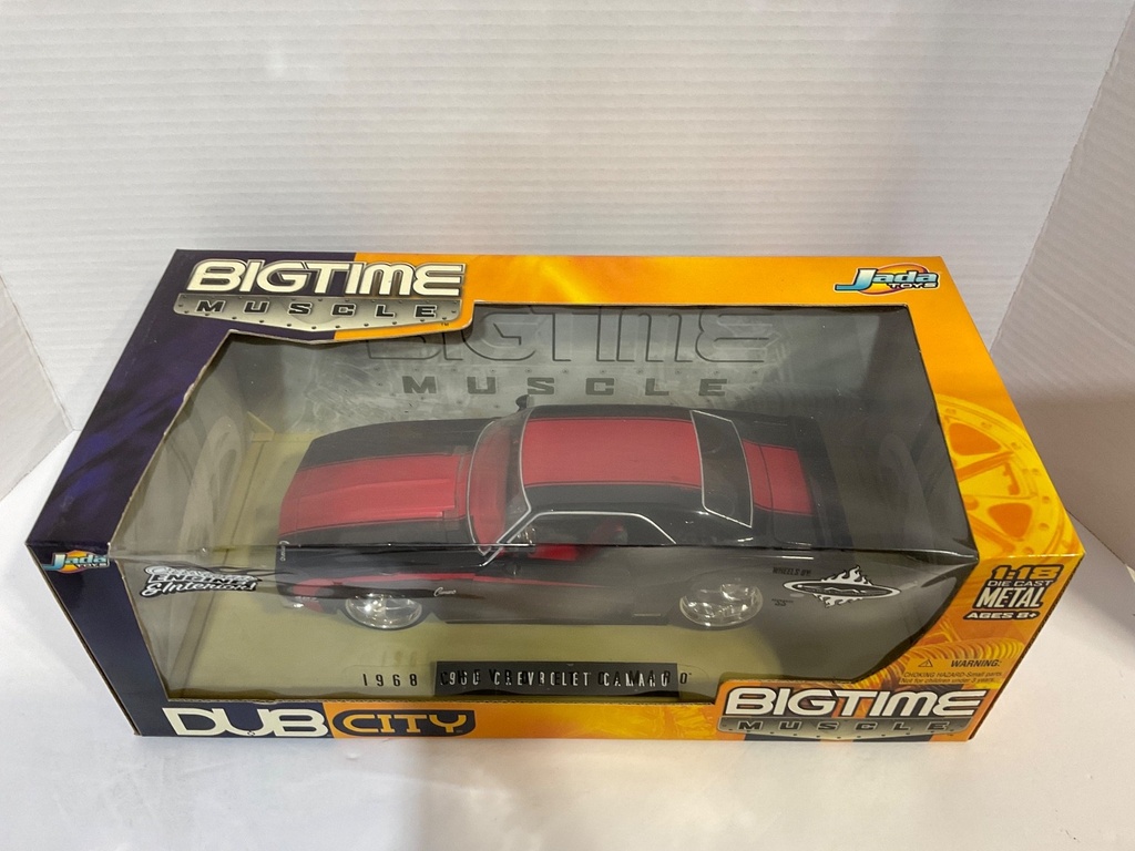 1:18 JADA TOYS DUB CITY (DISPLAYED) 1968 CHEVROLET CAMARO RED/BLACK ON RED/BLACK image