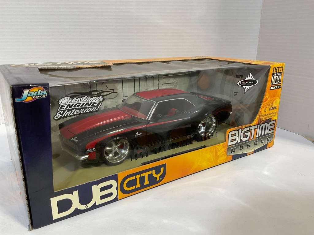1:18 JADA TOYS DUB CITY (DISPLAYED) 1968 CHEVROLET CAMARO RED/BLACK ON RED/BLACK image