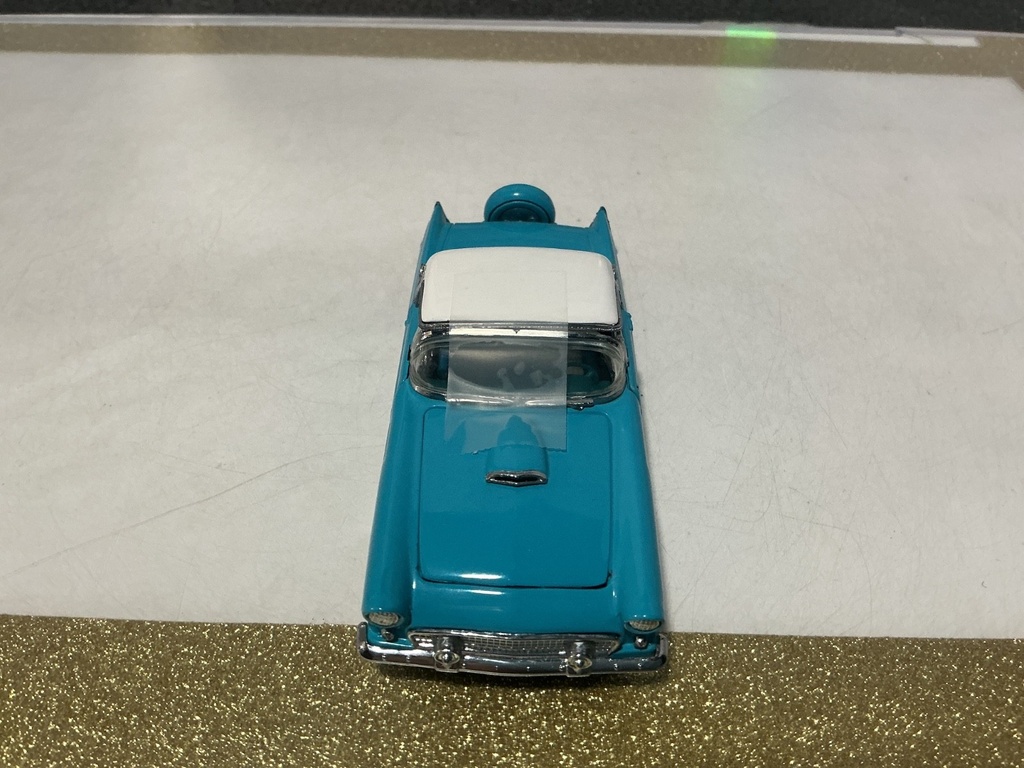 1/43 FRANKLIN MINT PRECISION 1956 FORD THUNDERBIRD BLUE/WHITE TOP *TOP COMES OFF image