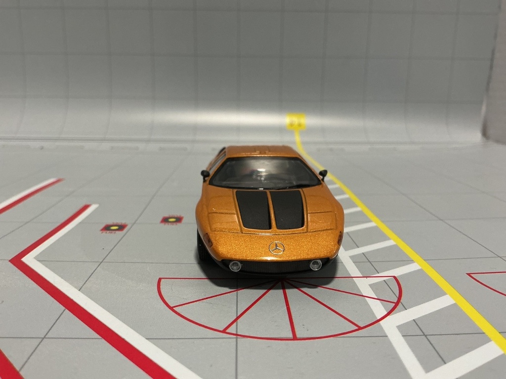 1:43 MINICHAMPS / PAULS MODEL ART  MERCEDES C111 ORANGE ON BLACK image