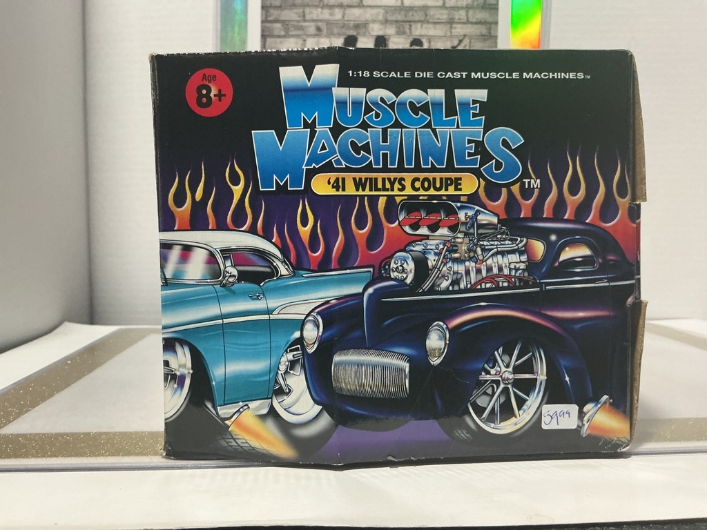 1/18: MUSCLE MACHINES RED WHITE AND BLUE ‘41 WILLYS COUPE image