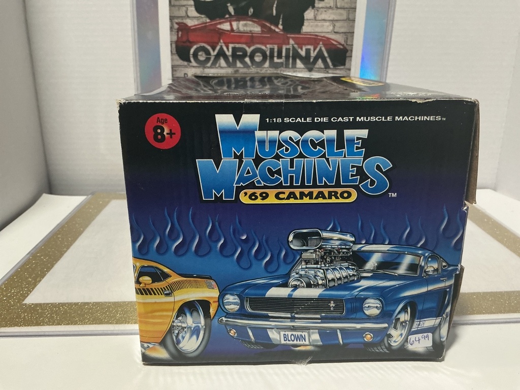 1/18: MUSCLE MACHINES ‘69 CAMARO RED WHITE AND BLUE image