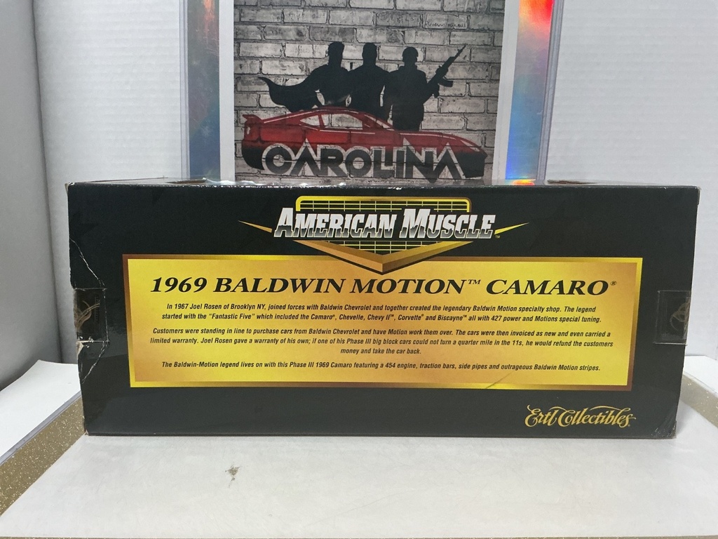 1/18: ERTL 1969 BALDWIN MOTION CAMARO ORANGE W/ WHITE STRIPES image