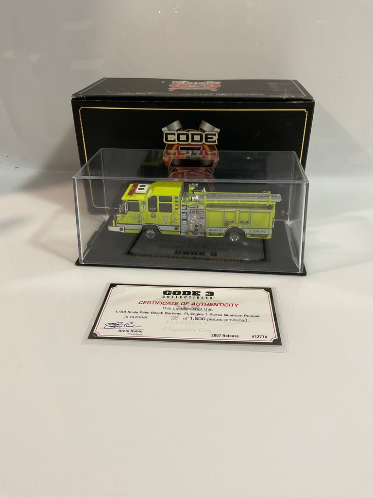 1/64 CODE 3 PALM BEACH 1 PIERCE QUANTUM PUMPER  - Photo 2