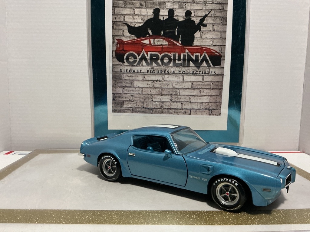 1/18: ERTL 1970 PONTIAC FIREBIRD TRANS AM BLUE ON BLUE WITH WHITE STRIPE image