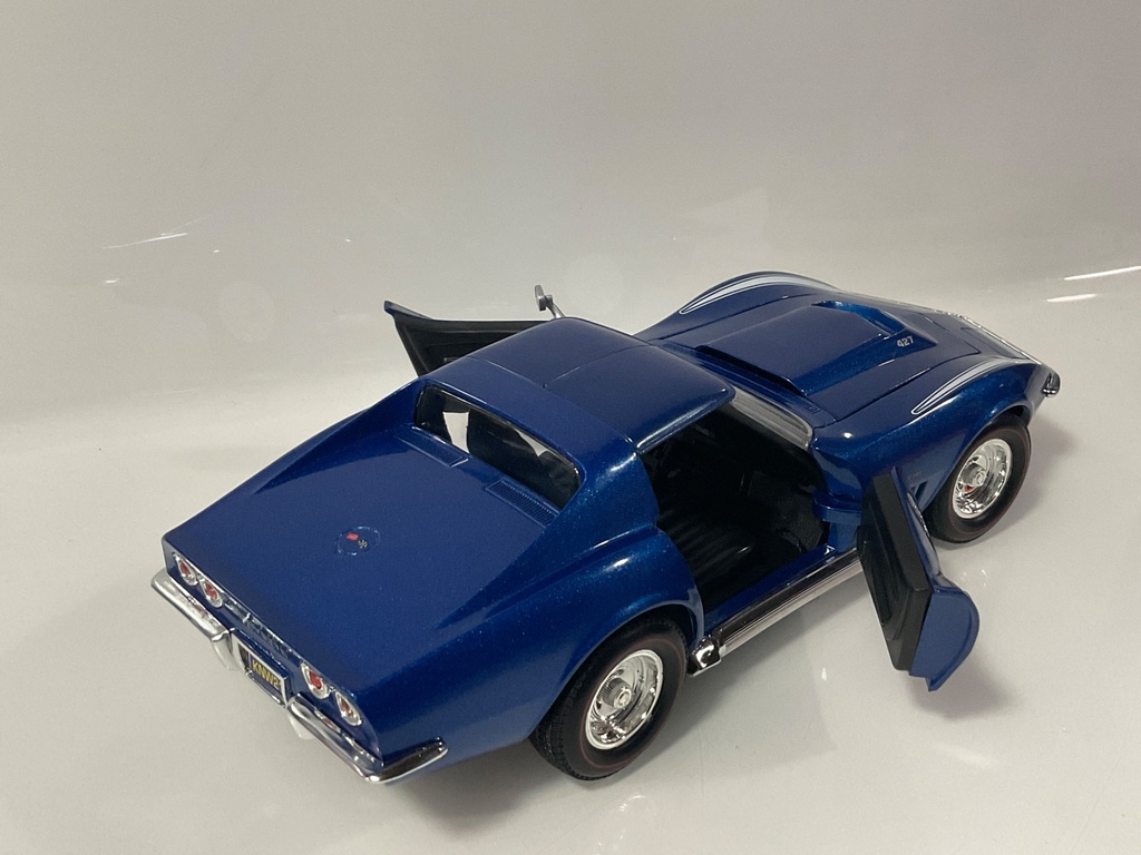 1/18 HOT WHEELS 1969 CHEVROLET CORVETTE STINGRAY BLUE ON BLACK - Photo 4
