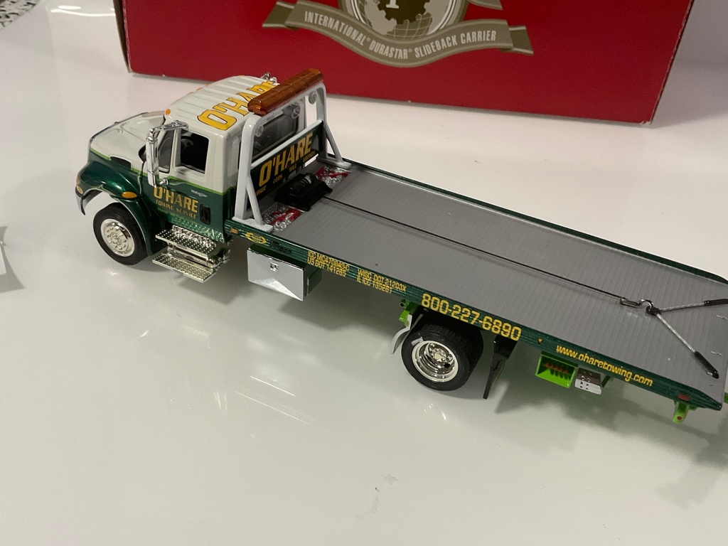 1/34 FIRST GEAR INTERNATIONAL DURASTAR SLIDEBACK CARRIER O HARE TOWING 19-3817 - Photo 7