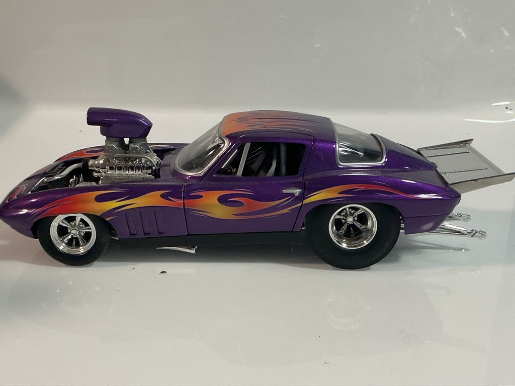 1/18 HOTWHEELS PRO STREET CORVETTE PURPLE ON BLACK& 1/64 TOY CAR - Photo 2