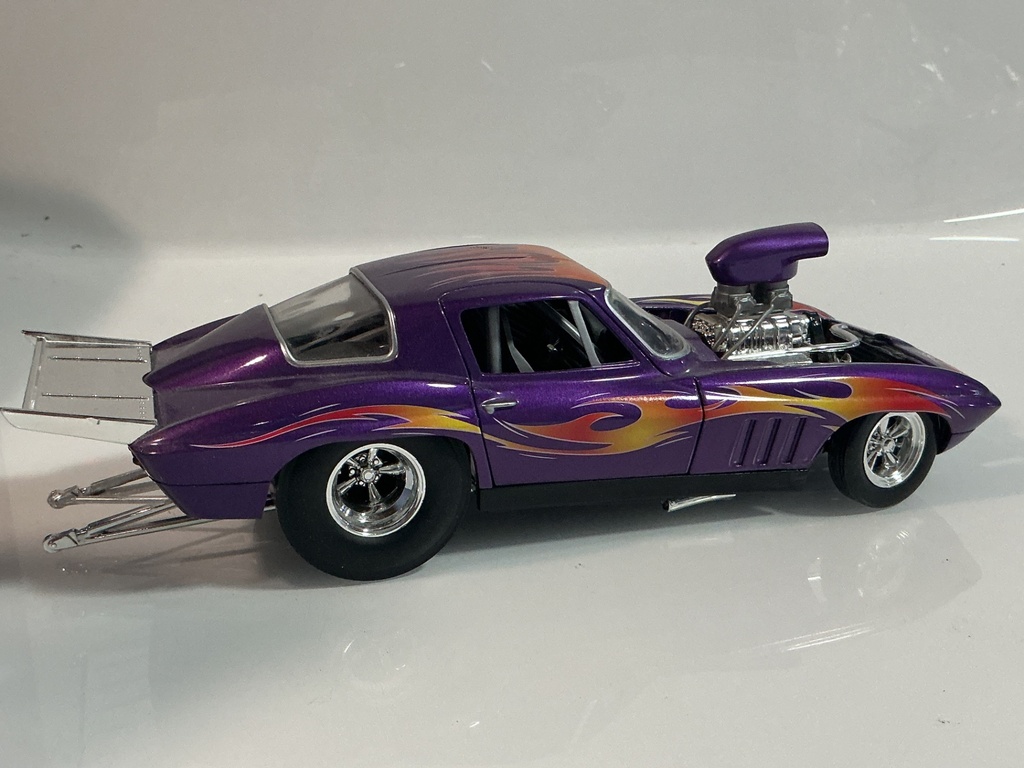 1/18 HOTWHEELS PRO STREET CORVETTE PURPLE ON BLACK& 1/64 TOY CAR - Photo 4