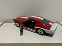 1/18: ERTL 1970 CHEVROLET CAMARO SS RED ON BLACK WITH WHITE STRIPE image