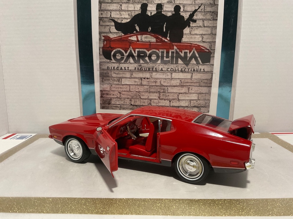 1/18: ERTL JOYRIDE 1973 FORD MUSTANG MACH 1 RED ON RED JAME, BOND 007 image