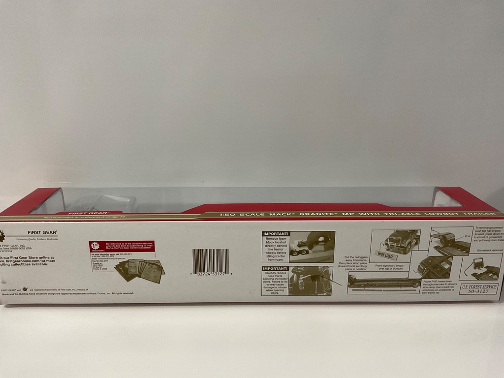 1/50 FIRST GEAR MACK GRANITE MP W/ TRI AXLE LOWBOY TRAILER US FOREST SERVICE 50-3127 - Photo 2