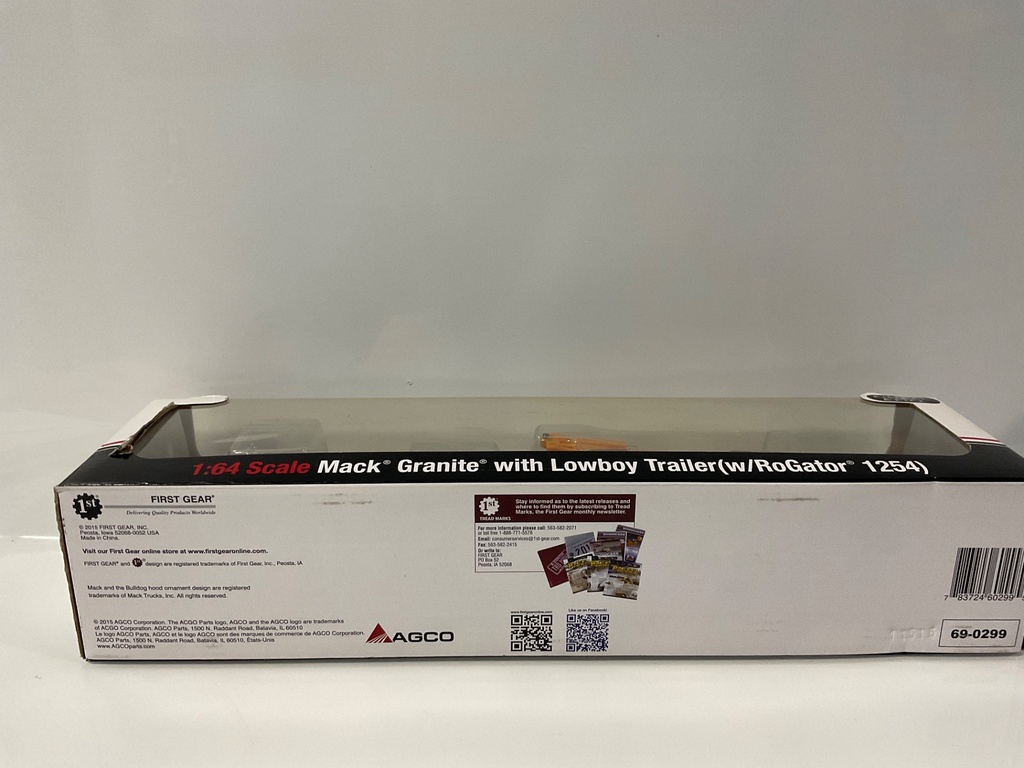 1/64 FIRST GEAR MACK GRANITE LOWBOY TRAILER WITH ROGATOR 1254 69-0299 - Photo 2