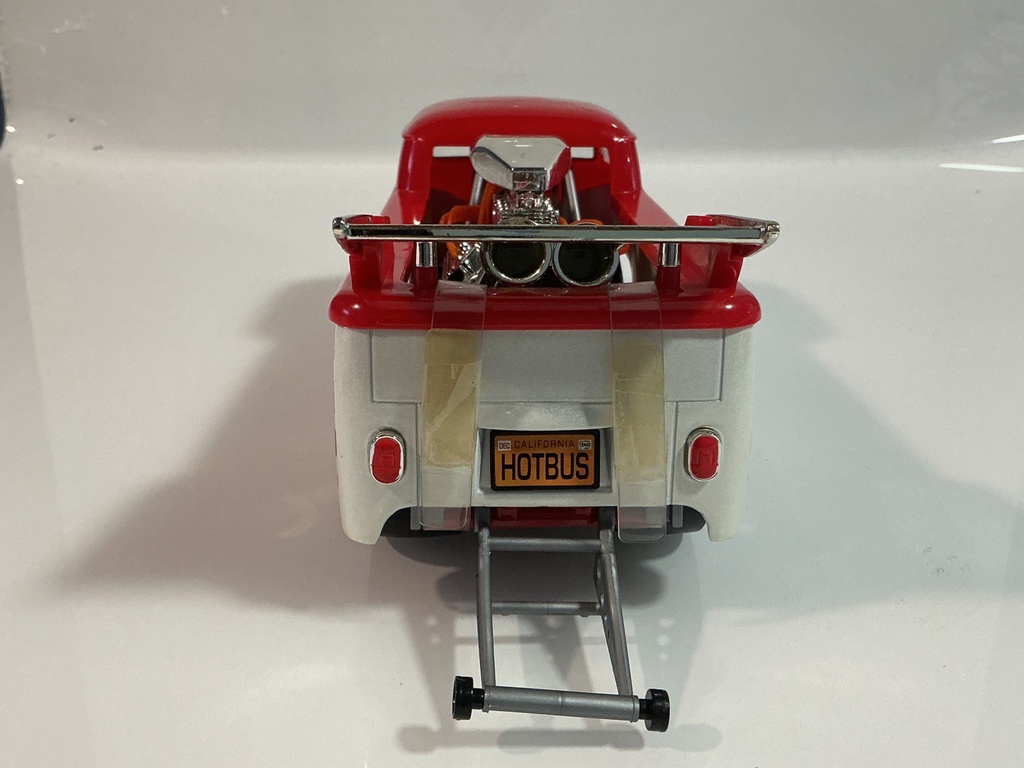 1/18 HOTWHEELS 1985 MATTEL CUSTOMIZED VW DRAG BUS RED / WHITE  - Photo 4