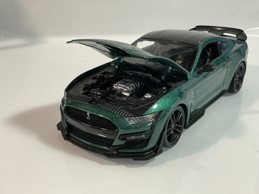 1/18 MAISTO 2020 MUSTANG SHELBY GT500 GREEN ON BLACK - Photo 2