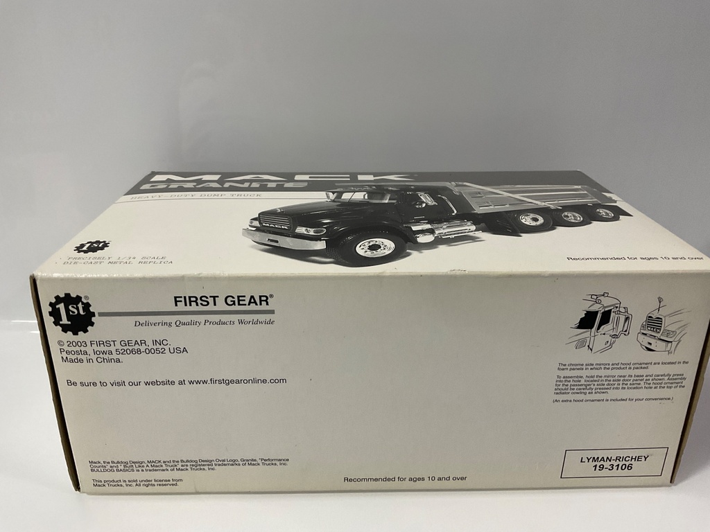 1/34 FIRST GEAR HEAVY DUTY DUMP MACK GRANITE LYMAN-RICHEY  19-3106 - Photo 2