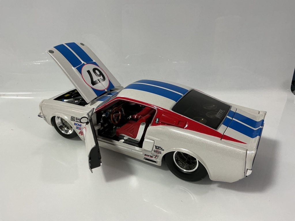 1/18 JADA 1967 SHELBY GT 500 KR WHITE ON RED - Photo 2