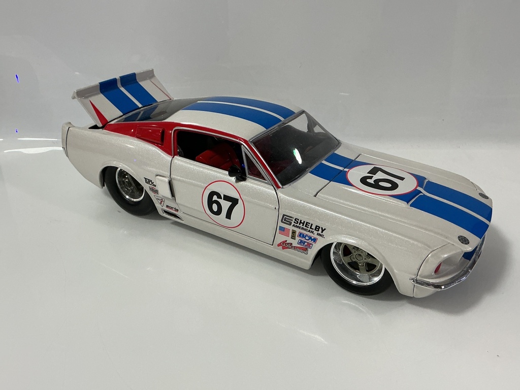 1/18 JADA 1967 SHELBY GT 500 KR WHITE ON RED - Photo 4