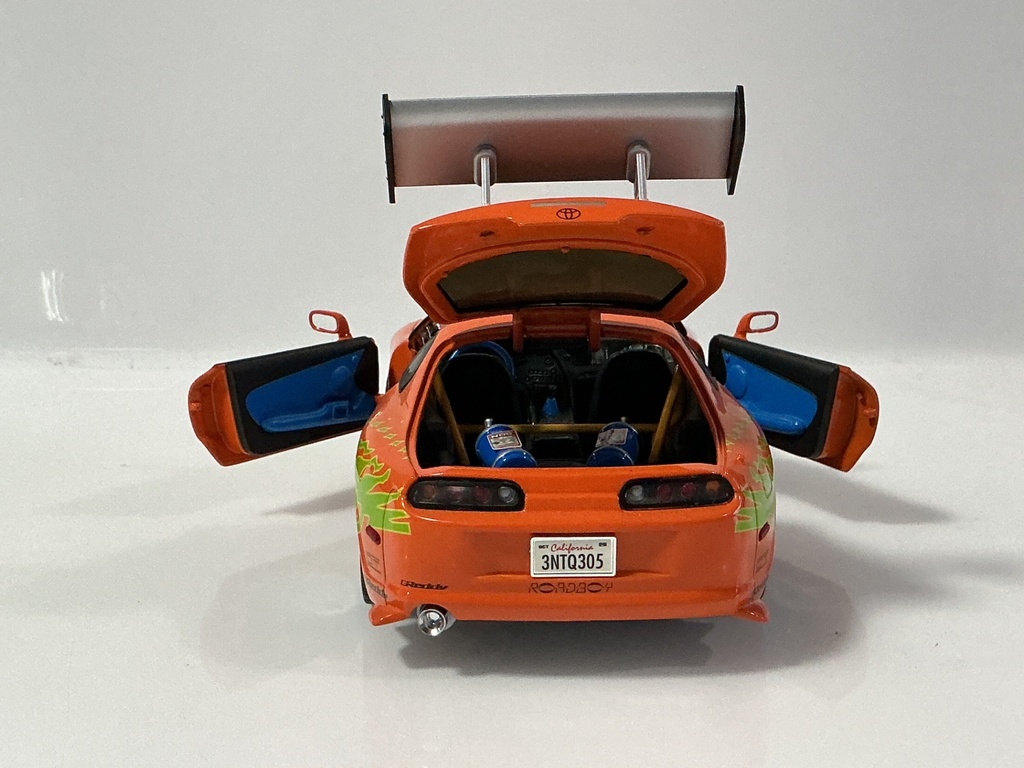 1/18 RACING CHAMPIONS 1995 TOYOTA SUPRA ORANGE ON BLACK/BLUE - Photo 3