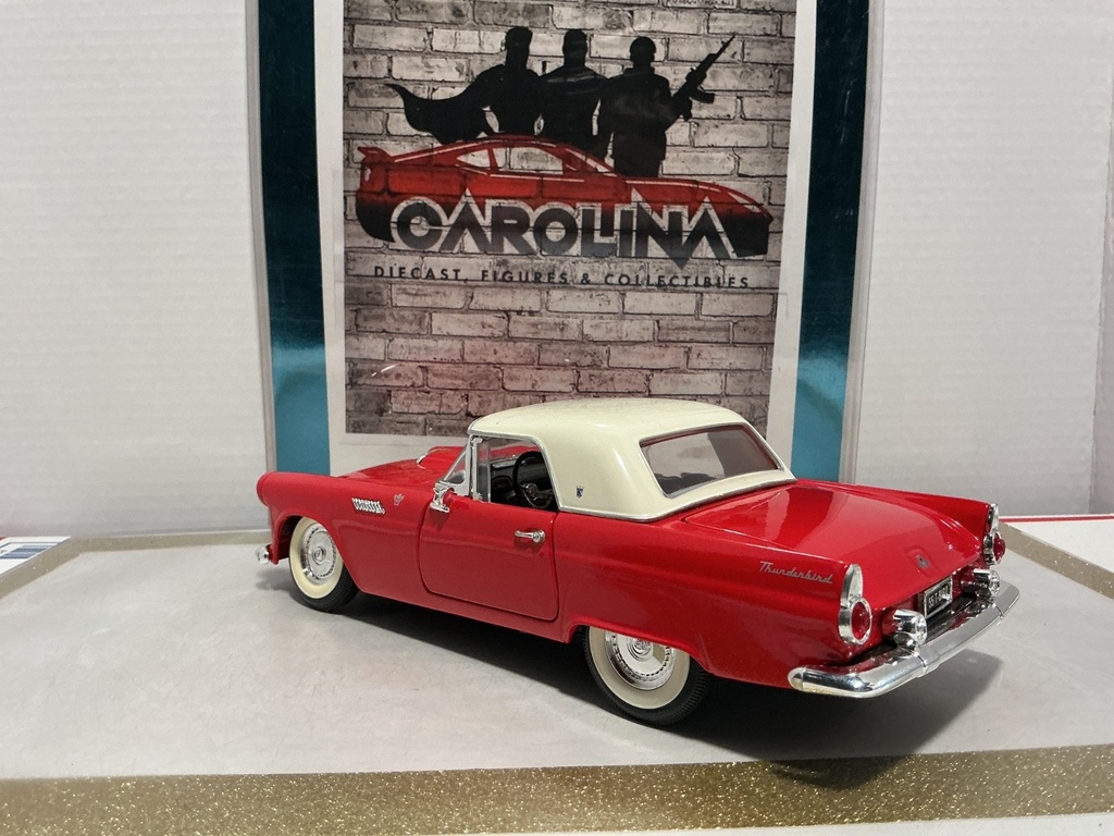 1/18: ROAD LEGENDS 1955 THUNDERBIRD RED AND WHITE ON BLACK image