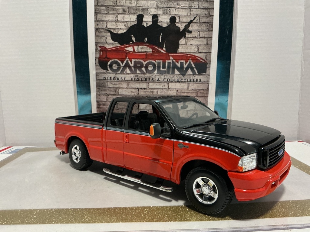 1/18: MAISTO 2004 FORD F350 HARLEY DAVIDSON BLACK W RED image